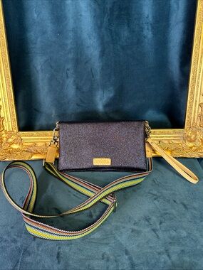 Consuela Starlight Navy Glitter Uptown Crossbody Bag Wristlet Wallet 9” UNUSED
